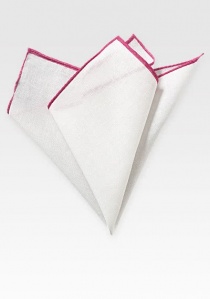 Zakdoek natuurlijk wit linnen magenta rand