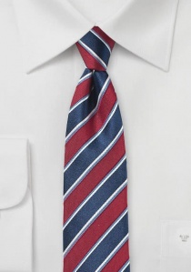 Stijlvolle stropdas strepen rood en donkerblauw