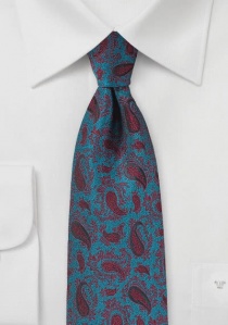 Zakelijke stropdas donkerturquoise bordeauxrood