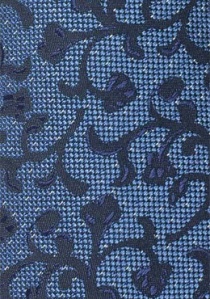Herrenkrawatte Ranken-Muster hellblau marineblau