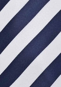 Mens stropdas wit marineblauw streepmotief smal