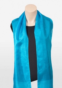 Koor sjaal zijde chiffon turkoois blauw