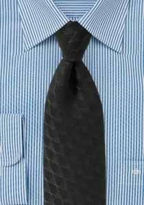 Zakelijke stropdas ruiten diepzwart met wol