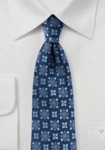 Heren stropdas florale ornamenten marineblauw