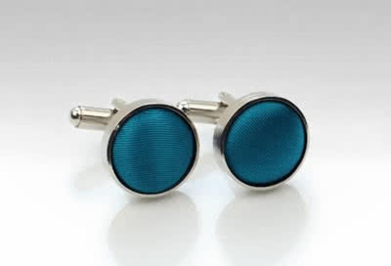 Manchetknopen knopen stof donker turquoise