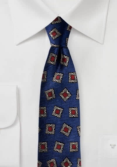Krawatte Viereck-Embleme dunkelblau
