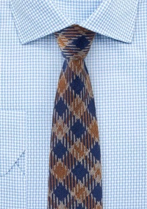 Wollen mannen stropdas koninklijk bruin geruit